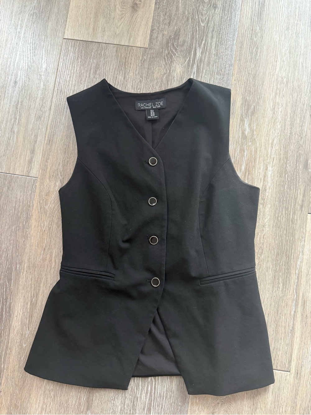 Rachel Zoe Black Sleeveless Button-Front Vest Dress